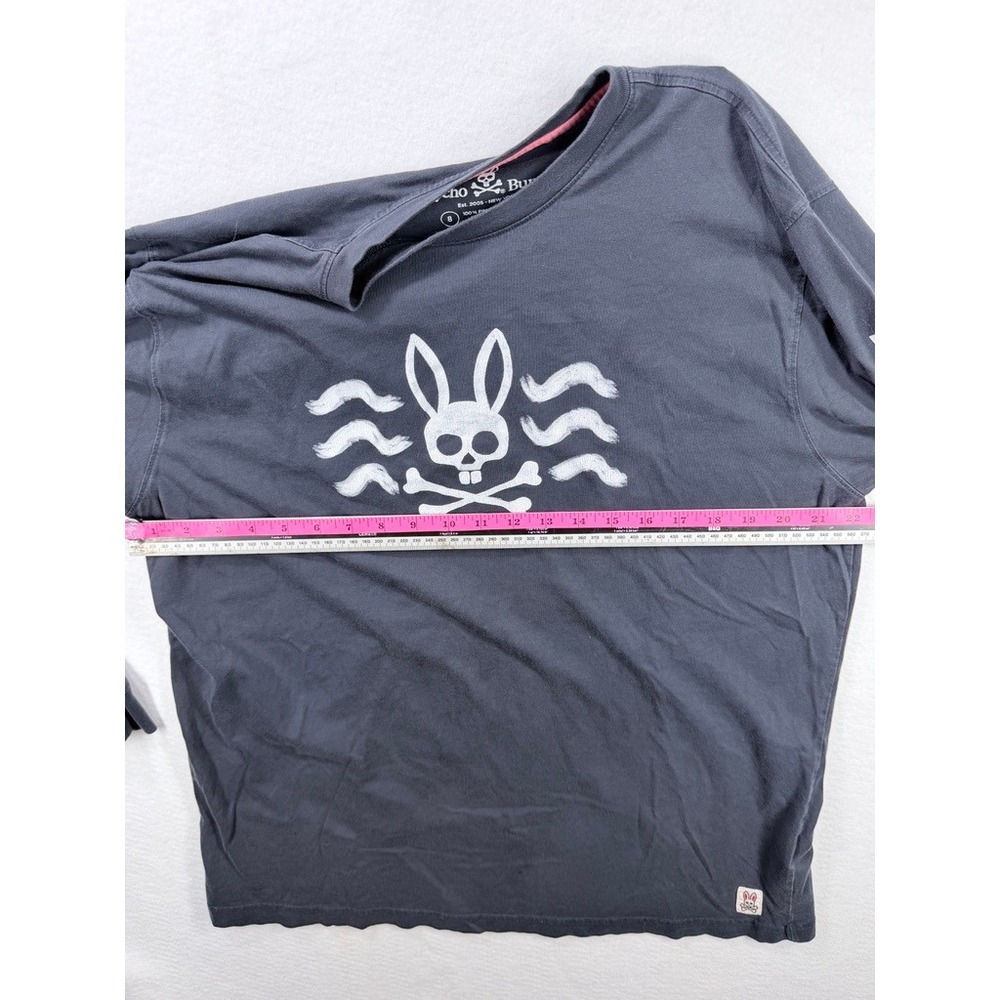 Psycho Bunny Mens Navy Blue Pima Cotton Long Sleeve Graphic Logo T-Shirt Size 8 - Picture 7 of 9